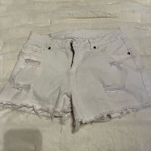 White jean shorts